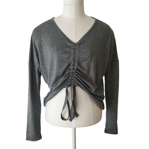 Zella green striped rouched athetic top long sleeve - Picture 1 of 9